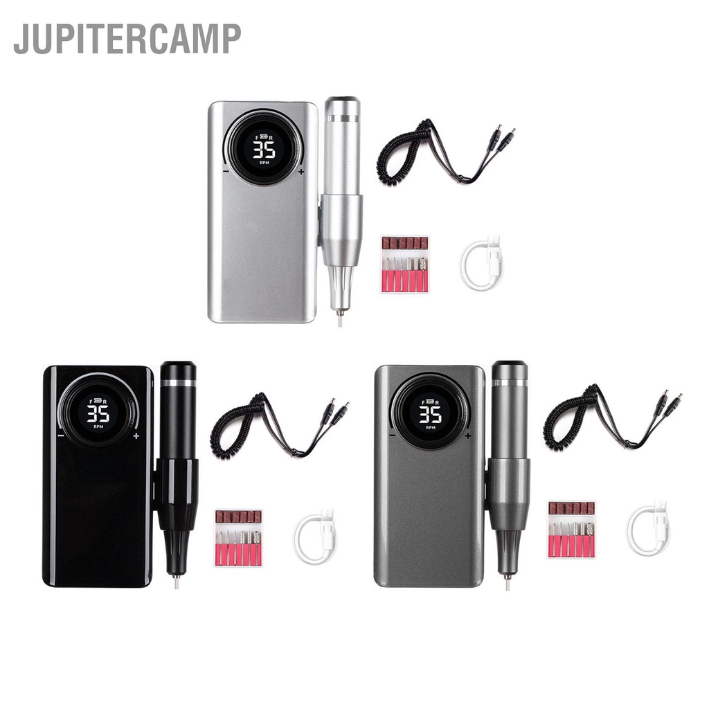 jupitercamp-ชุดสว่านเล็บจอแสดงผล-lcd-แบบพกพาไฟฟ้ามัลติฟังก์ชั่นตะไบเล็บเจาะ-power-bank-สำหรับขัด