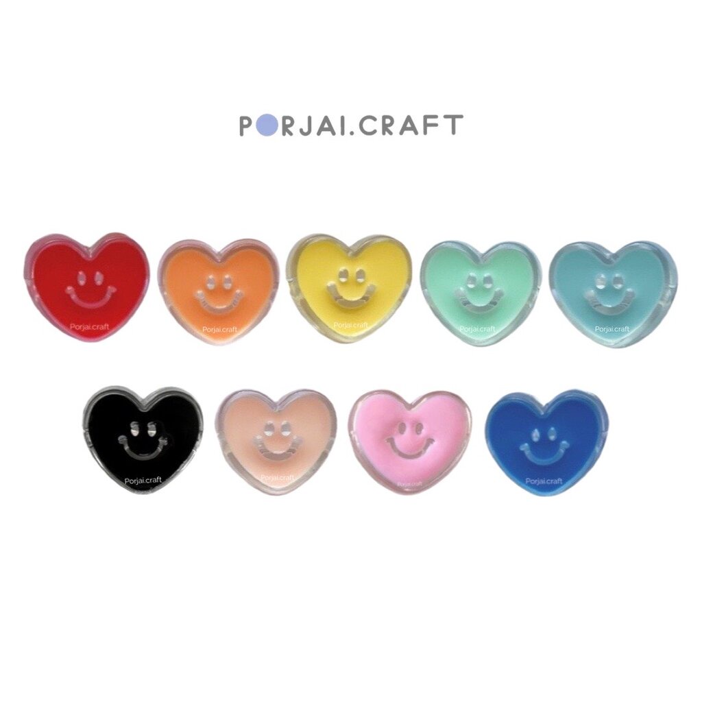 ราคาและรีวิวลูกปัดหัวใจหน้ายิ้มใส Smiley face heart Beads 18mm