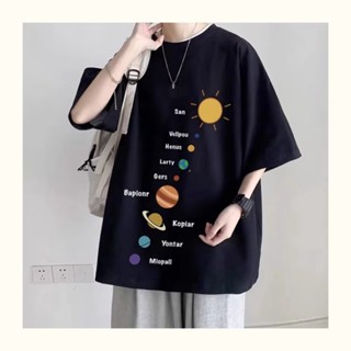 【ไซซ์ M-5xl】เสื้อยืดแขนสั้นลําลอง พิมพ์ลายการ์ตูนดาวเคราะห์ ทรงหลวม โอเวอร์ไซซ์ แฟชั่นฤดูร้อน สําหรับผู้ชาย และผู้หญิง 2023