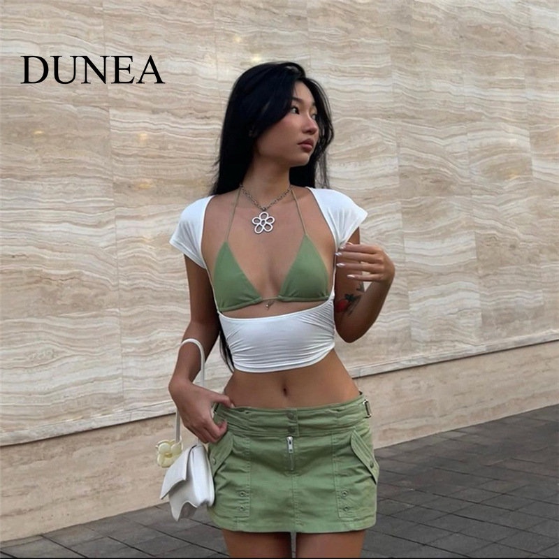 dunea-เสื้อยืด-คอกลม-เปิดหลัง-สีพื้น-แฟชั่นสําหรับผู้หญิง