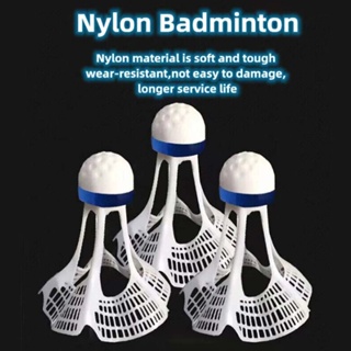  3PCS outdoor windproof badminton elastic ball head with stable hitting direction control, nylon body with strong resistance to hitting