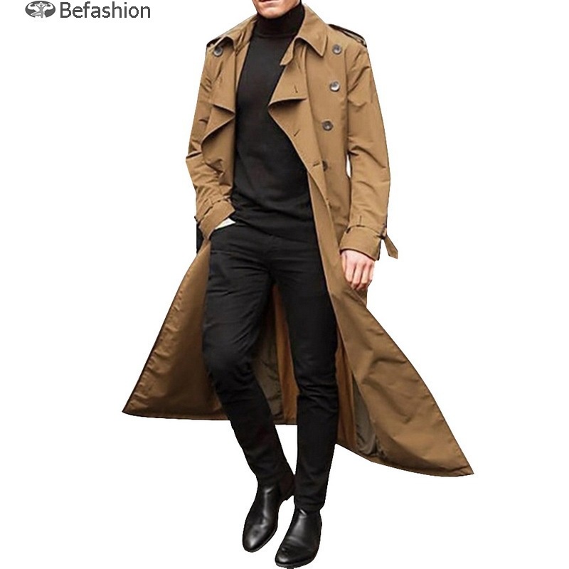 เสื้อโค้ท-trench-coat-ทรงสลิมฟิต-สีพื้น-แฟชั่นฤดูใบไม้ร่วง