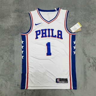 เสื้อกีฬาบาสเก็ตบอล NBA Philadelphia 76ers อเนกประสงค์ สําหรับผู้ชาย #1 เสื้อกีฬาแขนสั้น ลายทีม James Harden Retro Association Edition Dri-Fit Swingman สีขาว 652029