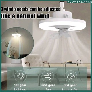 48w Smart Wall & Ceiling Fan With Led Light And Remote Control 360° Rotation Cooling Electric Fan Lamp Chandelier For Room Home Decor ดอกไม้