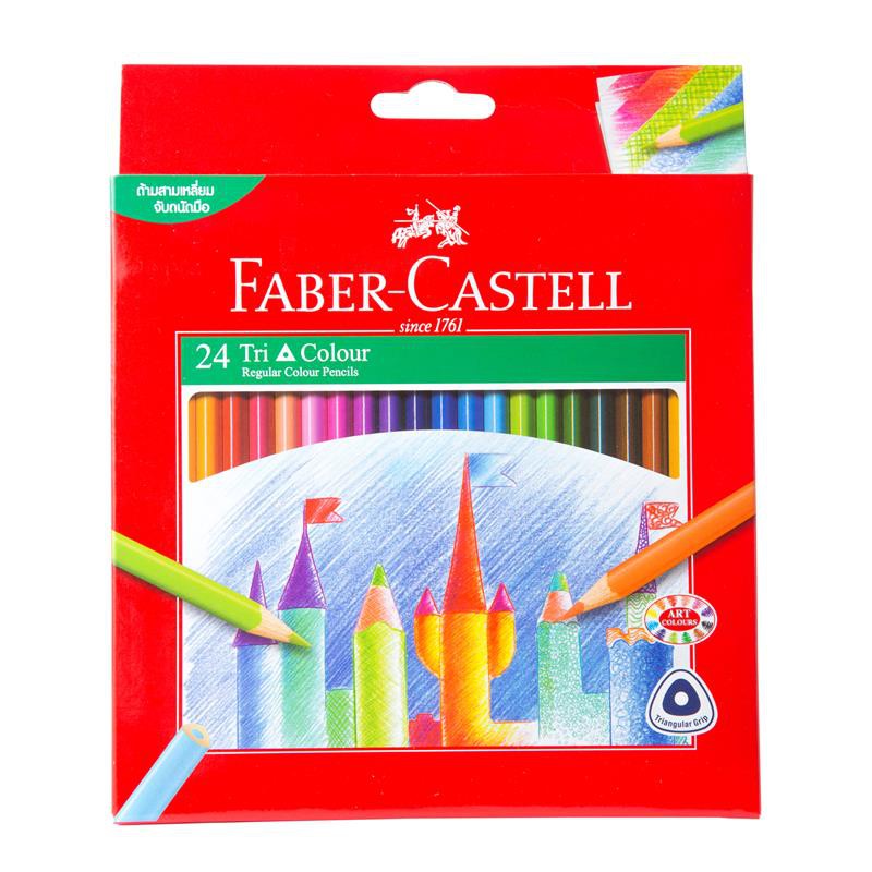 เฟเบอร์-คาสเทลล์-สามเหลี่ยมยาว-24สี-tri-colour-faber-castell-24-colour