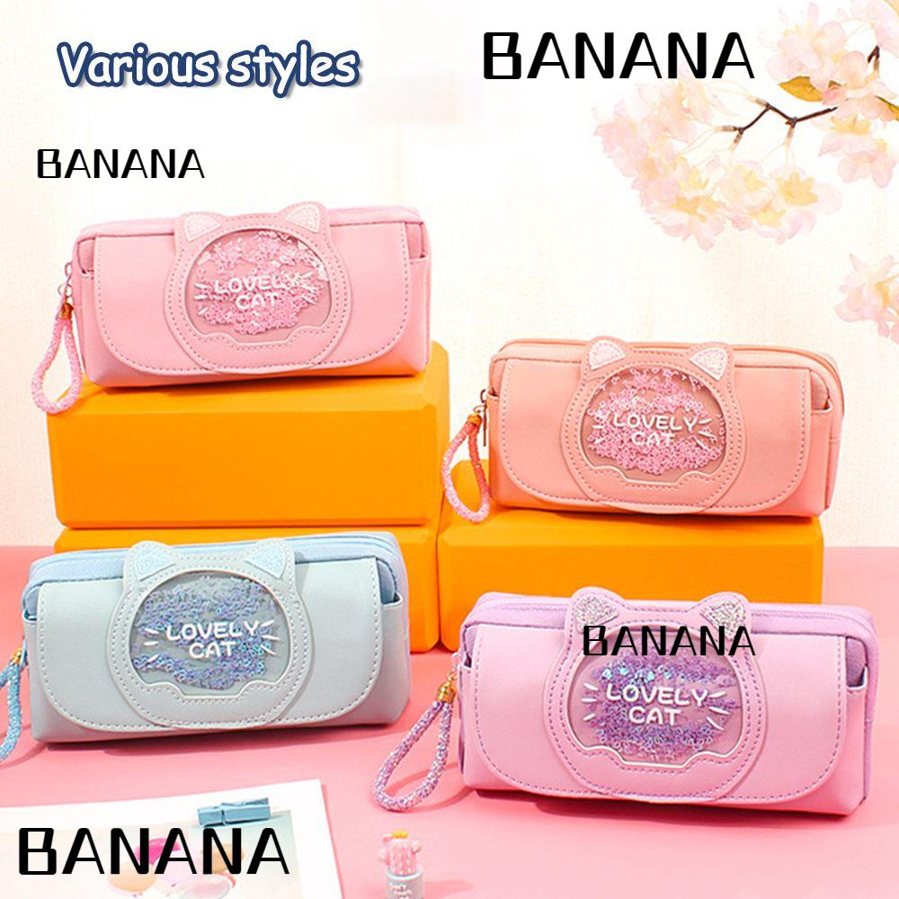 banana1-กระเป๋าดินสอ-ผ้าแคนวาส-สามชั้น-ลายแมวน่ารัก-สําหรับใส่เครื่องเขียน-กระเป๋านักเรียน