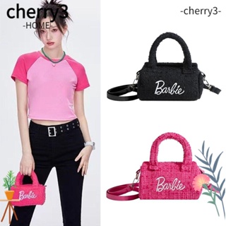 Cherry3 Kawaii กระเป๋าช้อปปิ้ง ทรงกระบอก ขนาดเล็ก สีชมพู แฟชั่นฤดูใบไม้ร่วง ฤดูหนาว สําหรับตุ๊กตาบาร์บี้