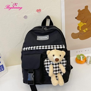 ♫ เริ่มต้น ♫ กระเป๋าเป้สะพายหลัง กระเป๋านักเรียน พิมพ์ลายหมีน่ารัก แฟชั่น สําหรับเด็กวัยหัดเดิน (สีดํา) ✿