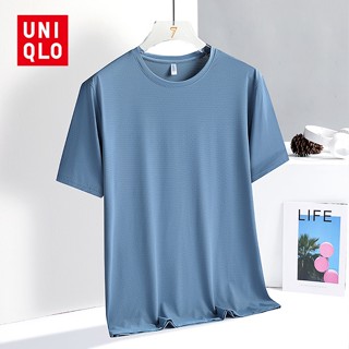 Uni...qlo [L-5XL] เสื้อยืดคอกลม แขนสั้น ผ้าเรยอน ระบายอากาศ แห้งเร็ว ใส่สบาย เหมาะกับฤดูร้อน สําหรับผู้ชาย 2023