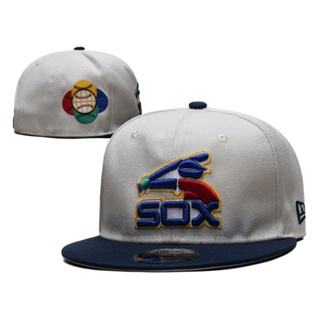 หมวกเบสบอล MLB ปักลายชิคาโก สีขาว สามารถปรับได้ สไตล์ฮิปฮอป