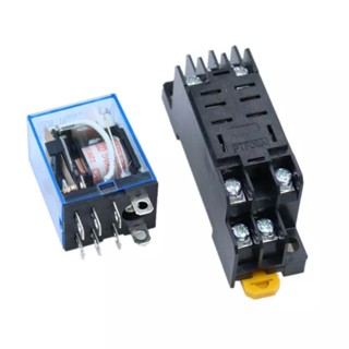 ได้ทั้งชุด ชุดรีเลย์ LY2NJ 12vdc 24vdc 220V AC Coil รีเลย์ 8 Pins 10A 240VAC LY2 HH62P JQX-13F PTF08A ฐานซ็อกเก็ต ใหม่