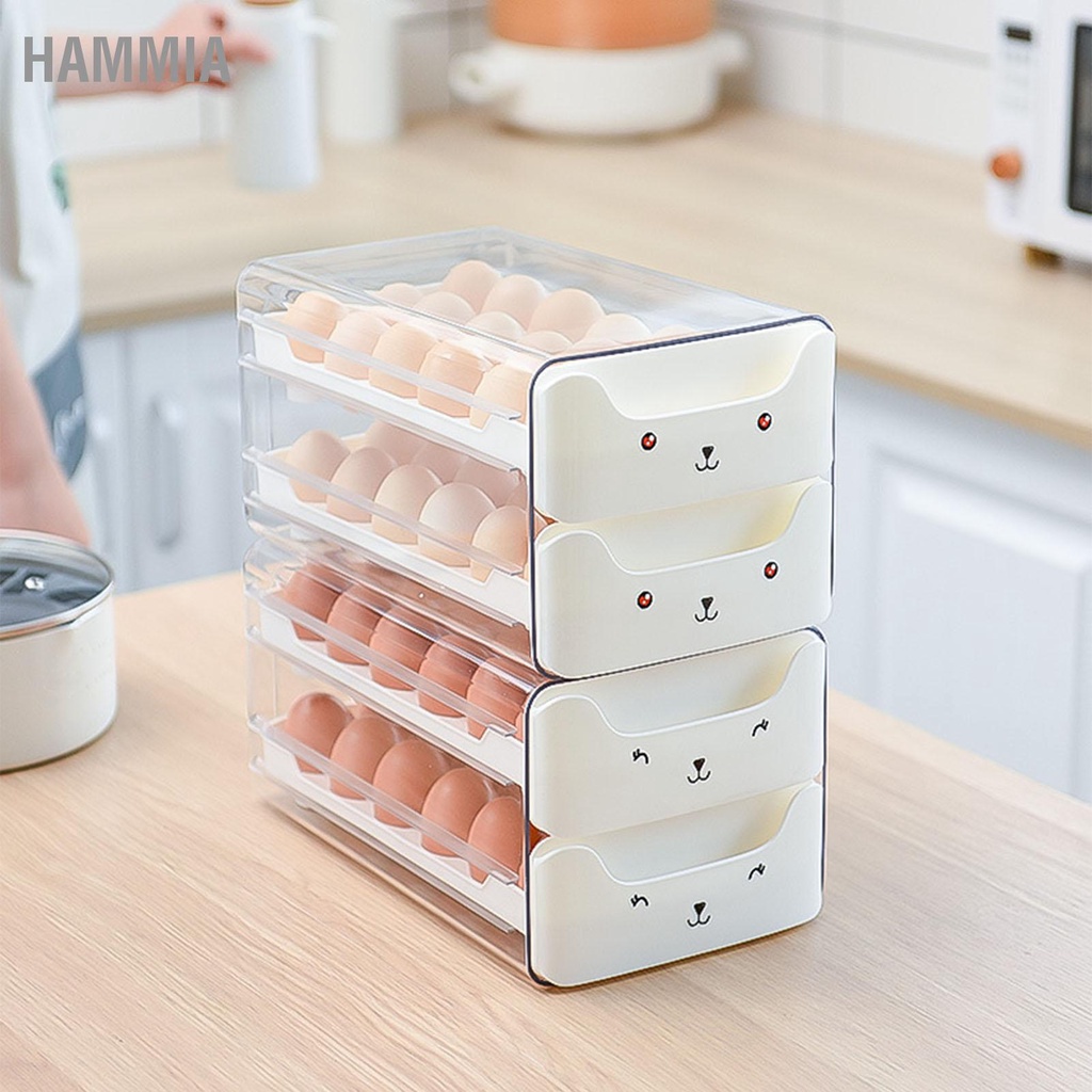 ลิ้นชักไข่สองชั้นโปร่งใสยาวช่องใส่ไข่อิสระตู้เก็บไข่สำหรับตู้เย็น-hammia