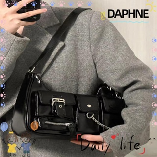 Daphne กระเป๋าถือ กระเป๋าสะพายไหล่ ทรงเมสเซนเจอร์ คุณภาพสูง สีดํา แฟชั่นฤดูใบไม้ผลิ สําหรับผู้หญิง