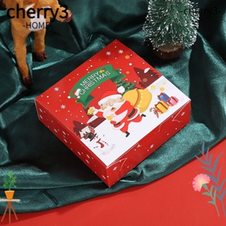Cherry3 กล่องบรรจุภัณฑ์ ลายคริสต์มาส สําหรับใส่คุกกี้ เค้ก ตังเม 5 ชิ้น