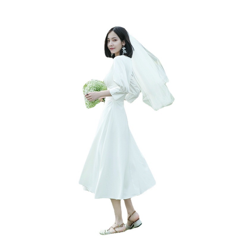 ชุดแต่งงาน-ผ้าซาติน-สีขาว-แบบเรียบง่าย-สไตล์ฝรั่งเศส-สําหรับเจ้าสาว-ชายทะเล-สนามหญ้า-งานแต่งงาน-ฮันนีมูน-เดินทาง-ถ่ายภาพ