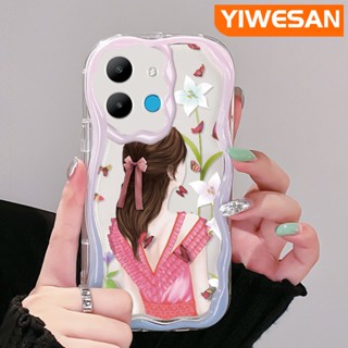 สําหรับ Infinix Smart 6 HD Smart 6 Plus Smart 7 เคส ลายผีเสื้อ เด็กผู้หญิง สวยงาม เคสขอบครีม เคสโทรศัพท์ กันกระแทก ใส ซิลิกา เคสป้องกัน