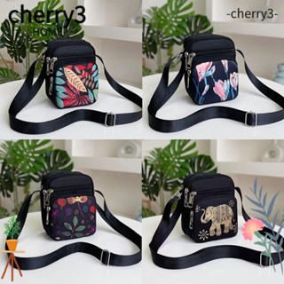 Cherry3 กระเป๋าสะพายไหล่ ผ้าไนล่อน ทรงสี่เหลี่ยม ขนาดเล็ก พิมพ์ลาย หลายชั้น แฟชั่น สําหรับเล่นกีฬา ขี่จักรยาน