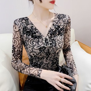 [Fashion Recommendation] เสื้อยืดแขนยาว ผ้าตาข่าย เข้ากับทุกการแต่งกาย แฟชั่นฤดูใบไม้ผลิ สําหรับผู้หญิง