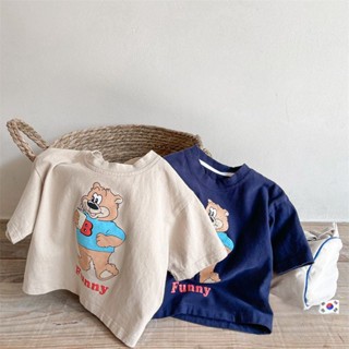 พร้อมส่ง เสื้อยืดแขนสั้น พิมพ์ลายการ์ตูนหมี แฟชั่นฤดูร้อน สไตล์เกาหลี และญี่ปุ่น สําหรับเด็กผู้หญิง 2023