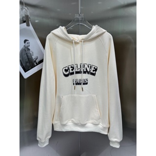 P283 CEL 23 autumn and winter New flocking letter printed logo decorative design fashion all-match loose hooded sweater for women