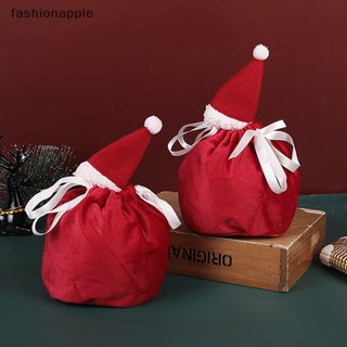 [fashionapple] ใหม่ พร้อมส่ง ถุงผ้ากํามะหยี่ ลายซานตาคลอส สีแดง สําหรับใส่ขนมหวาน ตกแต่งเทศกาลคริสต์มาส 2023