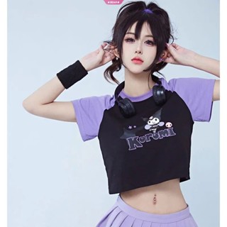 ใหม่ เสื้อยืดแขนสั้น คอกลม พิมพ์ลายอนิเมะ Sanrio Kuromi Y2k น่ารัก แฟชั่นฤดูร้อน สไตล์เกาหลี สําหรับผู้หญิง 2023