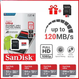 Sandisk Ultra Micro การ์ดหน่วยความจํา 120mbs 32GB 64G 128GB สําหรับกล้องวงจรปิดไร้สาย กล้องติดรถยนต์ การ์ด SD