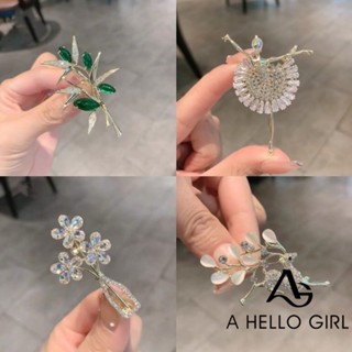 A HELLO GIRL ใหม่ เข็มกลัด รูปตาแมว ประดับพลอยเทียม เรียบง่าย เครื่องประดับแฟชั่น สําหรับเด็กผู้หญิง