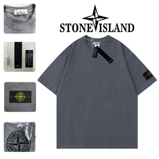 เสื้อยืดลําลอง ผ้าฝ้าย แขนสั้น คอกลม พิมพ์ลาย Stone Island Badge Tide สไตล์เกาหลี สําหรับผู้ชาย