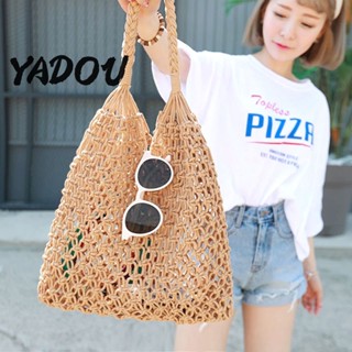 Yadou ใหม่ กระเป๋าสะพายไหล่ลําลอง ผ้าฝ้าย แฮนด์เมด สีพื้น เข้ากับทุกการแต่งกาย สําหรับสตรี