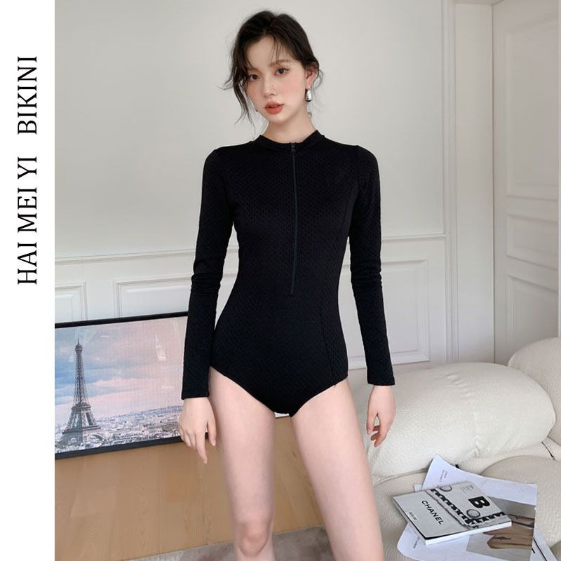 swimsuit-new-womens-long-sleeved-sunscreen-one-piece-swimsuit-training-suit-surfing-suit-holiday-travel-korean-version-of-ins-sexy-fashion-beach-bikini-swimsuit