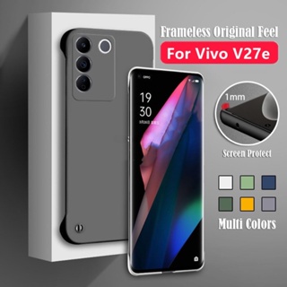 เคสโทรศัพท์มือถือ PC แข็ง บางพิเศษ กันกระแทก สี่มุม ไร้กรอบ สําหรับ Vivo V27 E V27e V27 pro V27pro V 27e