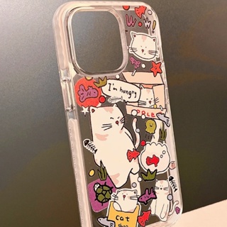 Creative Cat Stickers Phone Case For Iphone 14pro Phone Case for iphone Xsmax Transparent 12/13/8P Soft Case XR/Xs11pro