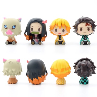 โมเดลฟิกเกอร์ PVC อนิเมะดาบพิฆาตอสูร Kimetsu No Yaiba Kamado Tanjirou Nezuko Zenitsu Kawaii 4 ชิ้น