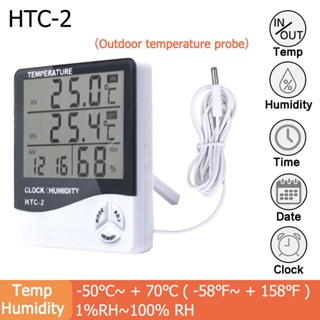 เครื่องวัดอุณหภูมิ เทอร์โมมิเตอร์ วัดความชิ้น พร้อมนาฬิกา HTC-1 และ HTC-2 แบบมีสาย
