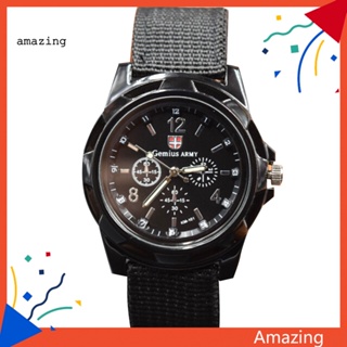 [AM] นาฬิกาข้อมือควอทซ์อะนาล็อก หน้าปัดทรงกลม แบบสาน แฟชั่นสําหรับผู้ชาย