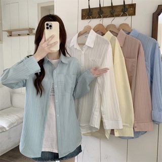 5 Colors Long-sleeved Sunscreen Blouse Summer Loose Casual Shirt with Pocket