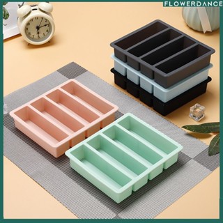 ใหม่4-Grids ซิลิโคนยาวถาดน้ำแข็ง Diy Creative Ice Cube แม่พิมพ์เด็กซิลิโคนเสริมกล่องอาหาร Home Ice Maker ดอกไม้