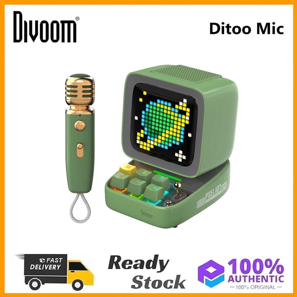 ของแท้-divoom-ditoo-ลําโพงบลูทูธไร้สาย-5-0-แบบพกพา-พร้อมไมโครโฟนคาราโอเกะ-สไตล์เรโทร-สําหรับ-pc