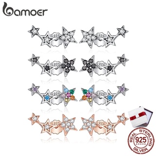 Bamoer Earrings Colorful Star Crystal 4 Style Sterling Silver 925 hypoallergenic Fashion Jewelry For Women &amp; Girls Gifts SCE175