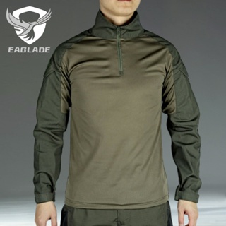Eaglade เสื้อเชิ้ตยุทธวิธี ลายกบ สําหรับผู้ชาย สีเขียว