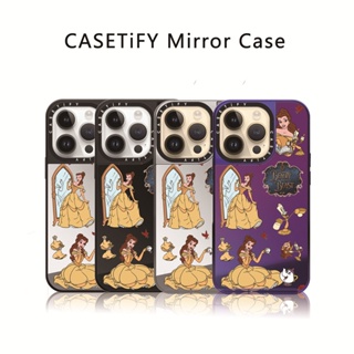 Casetify X Princess Belle เคสโทรศัพท์มือถือแบบแข็ง ลายโลโก้แกะสลักด้านข้าง พร้อมกล่อง สําหรับ IPhone 12 13 14 Pro Max