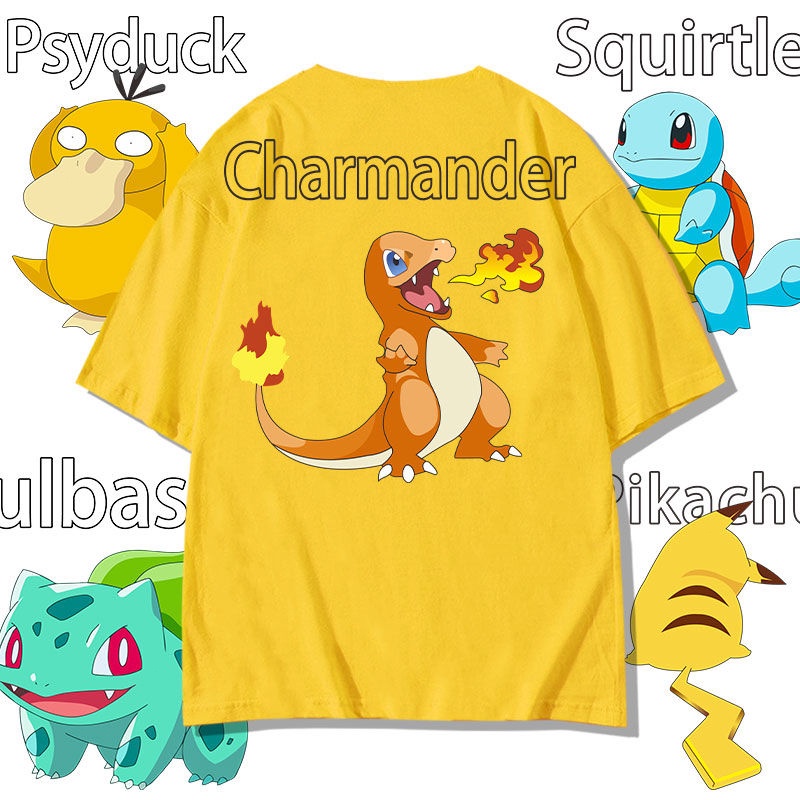 แฟชั่น-pokemon-amp-charmander-และ-miao-frog-seed-เหมาะสำหรับสวมใส่-อนิเมะเสื้อยืด