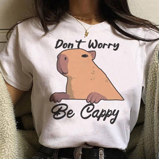 เสื้อยืด พิมพ์ลายกราฟฟิค Capybara มังงะ สไตล์ญี่ปุ่น ฮาราจูกุ เหมาะกับฤดูร้อน สําหรับผู้หญิง 2000s