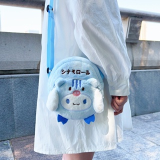 กระเป๋าสะพายข้าง ผ้ากํามะหยี่ขนนิ่ม ลาย JK Girls Kawaii Cinnamoroll Pom Pom Purin Kuromi Melody Kirby Carebears Doraemon Stitch สไตล์โลลิต้า สําหรับผู้หญิง