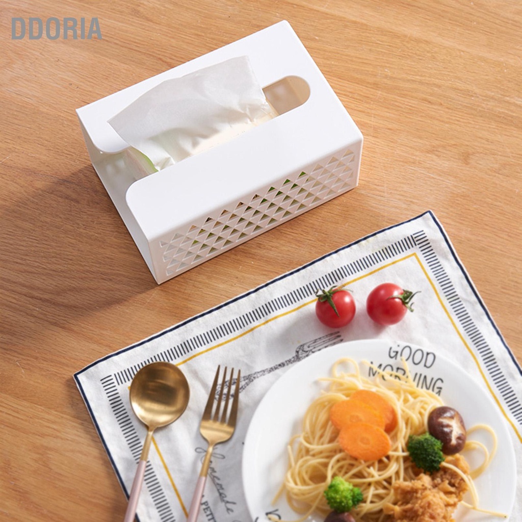 ddoria-กล่องทิชชู่ฝาครอบกาวติดผนังกล่องใส่ผ้าเช็ดปากพลาสติกกลวงสำหรับห้องนั่งเล่นห้องครัวห้องน้ำ