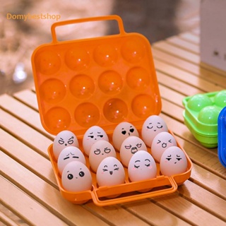 [Domybestshop.th] กล่องพลาสติกเก็บไข่ แบบพกพา 12 ช่อง พร้อมที่จับ
