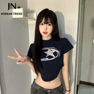 JN Studio เสื้อยืด ครอป เสื้อยืดผู้หญิง สไตล์เกาหลี  A29J1RM
