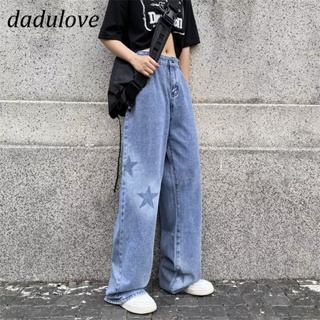 DaDulove💕 New Korean Version of INS Retro Washed Star Jeans Niche High Waist Wide Leg Pants Large Size Trousers