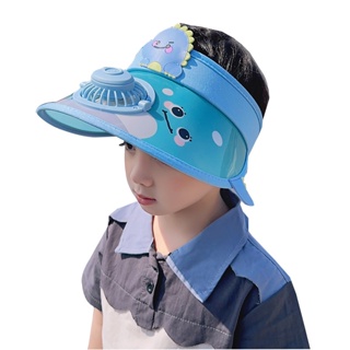 หมวกกันแดด   หมวกกันuv  หมวกปีกกว้าง ป้องกันแดด ลายการ์ตูนไดโนเสาร์ ชาร์จ USB สําหรับเด็ก